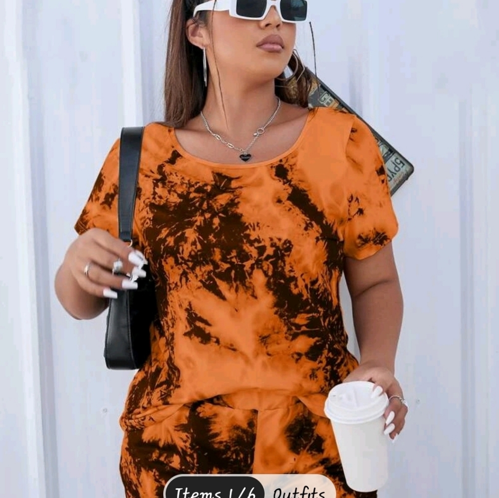 Shein Plus Tie Dye Tee & Shorts